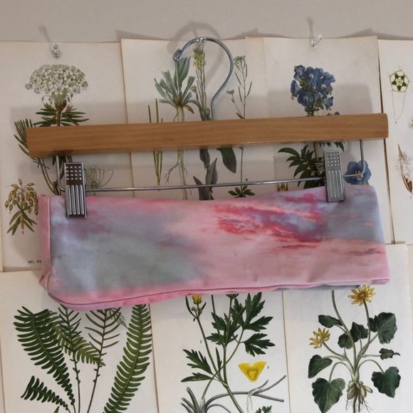 Zaful Other - SOLD - Tie Dye Clouds Bandeau Bikini Top Pink